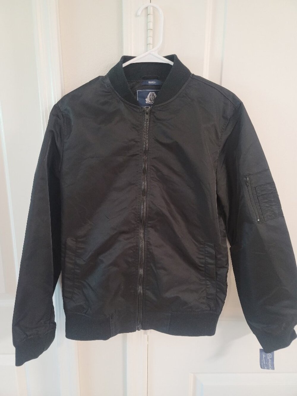 American Rag Cie Black Nylon Lightweight Lined Bomber Size Small Brand New